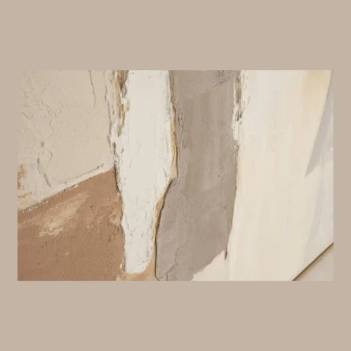 Tableau abstrait peint main beige et taupe carré Ethan Chloé 100 x 100 cm