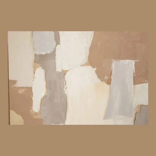 Tableau abstrait peint main beige et taupe carré Ethan Chloé 100 x 100 cm