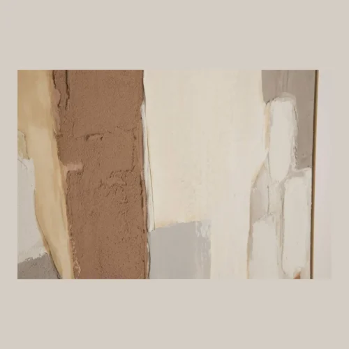 Tableau abstrait peint main taupe et sable carré Ethan Chloé 100 x 100 cm