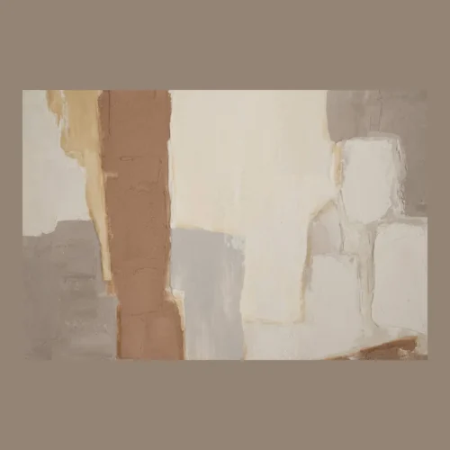 Tableau abstrait peint main taupe et sable carré Ethan Chloé 100 x 100 cm