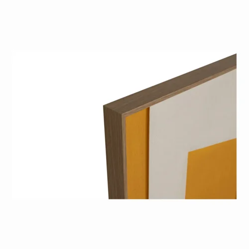 Tableau abstrait peint main ocre jaune et blanc carré Ethan Chloé 100 x 100 cm