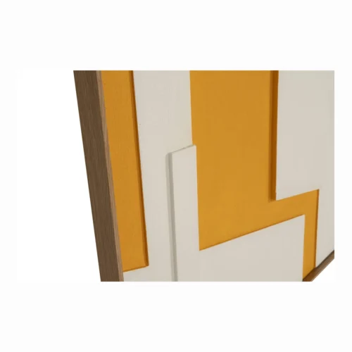Tableau abstrait peint main ocre jaune et blanc carré Ethan Chloé 100 x 100 cm