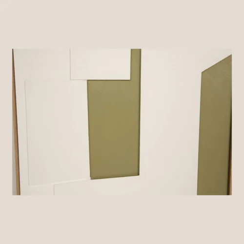 Tableau abstrait peint main vert olive et crème carré Ethan Chloé 100 x 100 cm