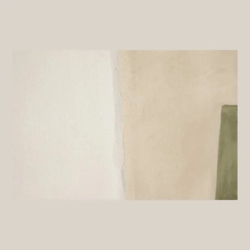 Tableau abstrait peint main damier vert et ocre carré Ethan Chloé 100 x 100 cm