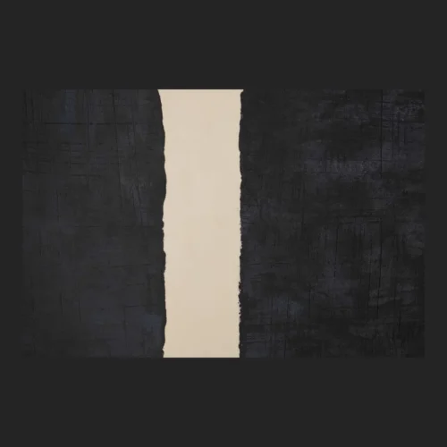 Tableau abstrait peint main deux masses noires Ethan Chloé 100 x 150 cm