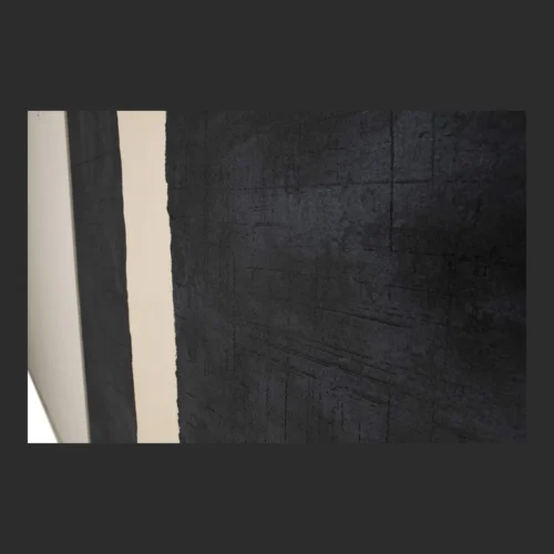 Tableau abstrait peint main deux masses noires Ethan Chloé 100 x 150 cm
