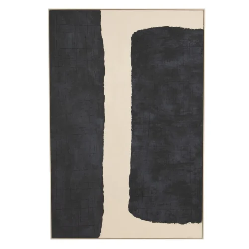 Décoration Ethan Chloé Tableau abstrait peint main deux masses noires Ethan Chloé 100 x 150 cm