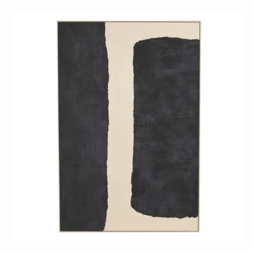 Décoration Ethan Chloé Tableau abstrait peint main deux masses noires Ethan Chloé 100 x 150 cm