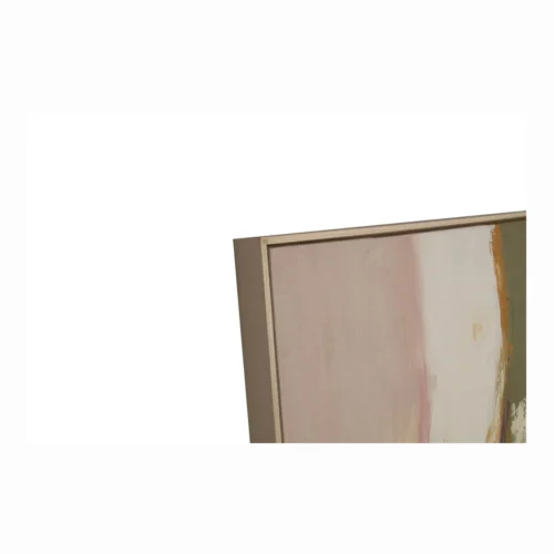 Tableau abstrait peint main vert d'eau et rose cadre bois Ethan Chloé 150 x 180 cm