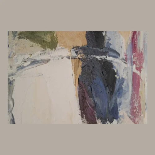 Tableau abstrait peint main vert d'eau et rose cadre bois Ethan Chloé 150 x 180 cm
