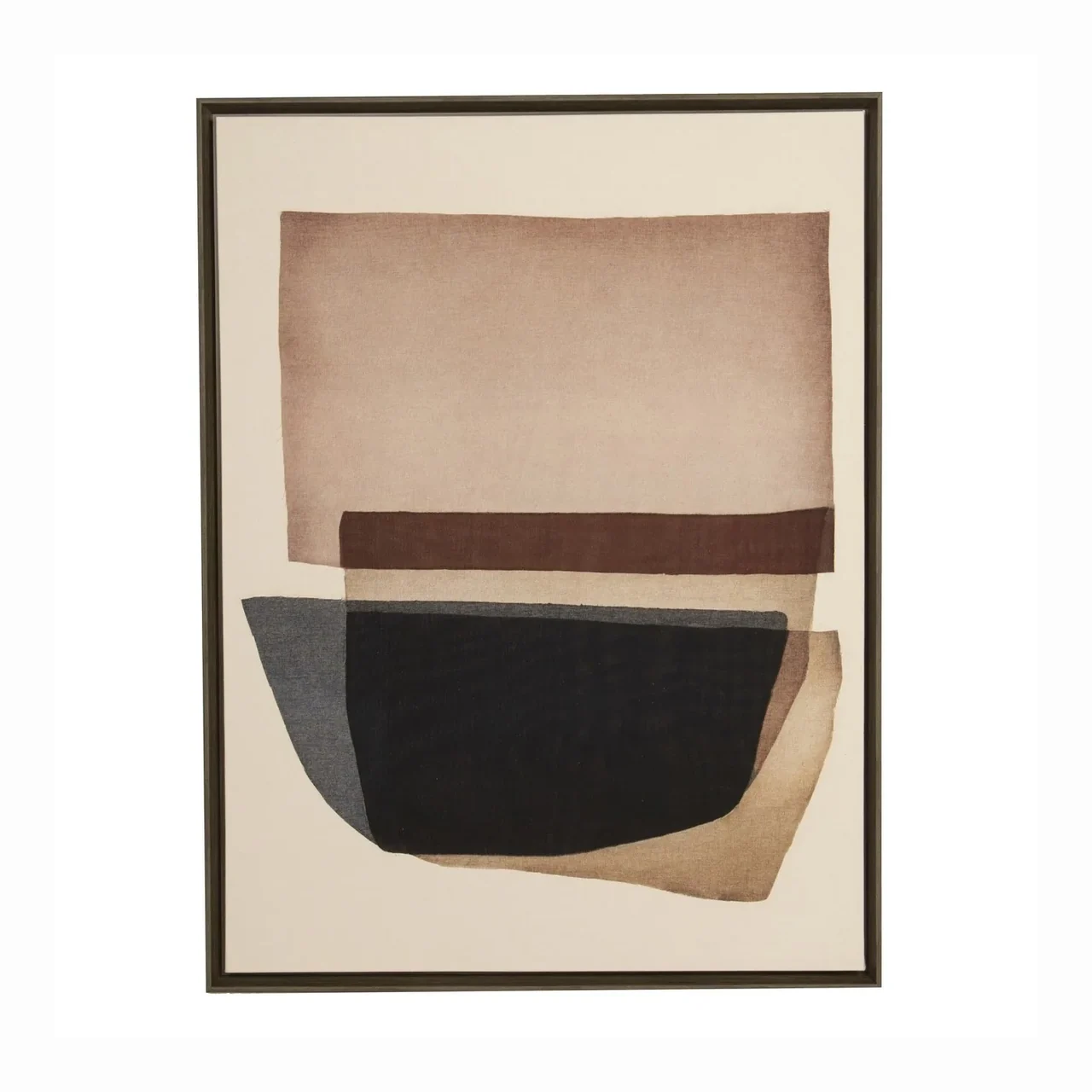 Tableau abstrait peint main rose poudré et noir cadre noir Ethan Chloé 90 x 120 cm