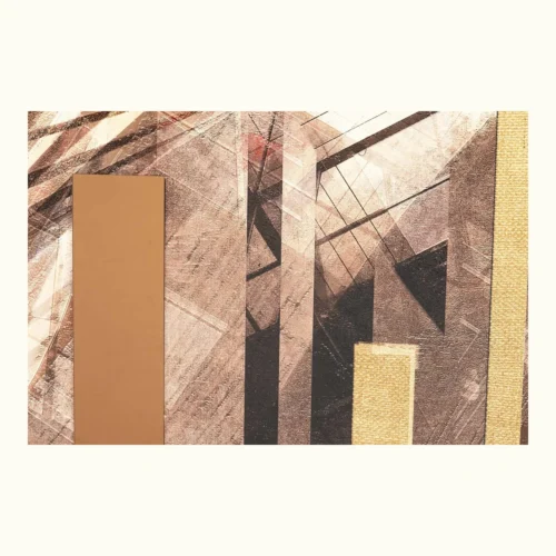 Tableau abstrait panoramique beige et or cadre doré Ethan Chloé 180 x 95 cm