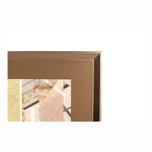 Tableau abstrait panoramique beige et or cadre doré Ethan Chloé 180 x 95 cm