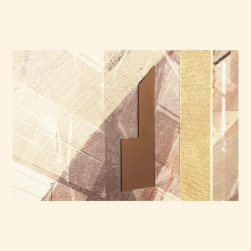 Tableau abstrait panoramique beige et or cadre doré Ethan Chloé 180 x 95 cm