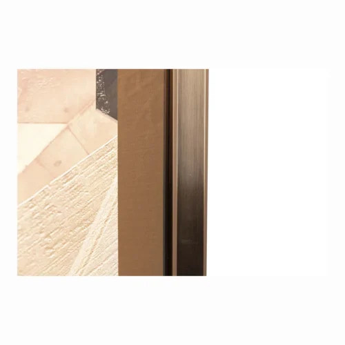 Tableau abstrait panoramique beige et or cadre doré Ethan Chloé 180 x 95 cm