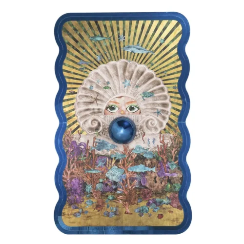 Décoration Ethan Chloé Tableau soleil et sphère bleue cadre bleu nuit Ethan Chloé 120 x 195 cm