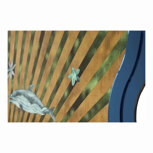 Tableau soleil et sphère bleue cadre bleu nuit Ethan Chloé 120 x 195 cm