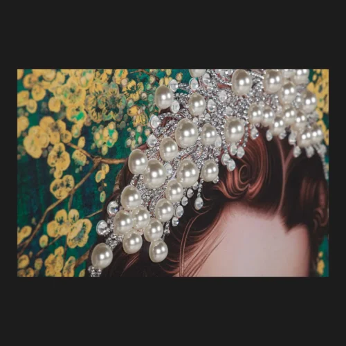 Tableau portrait à la panthère cadre doré Ethan Chloé 150 x 120 cm