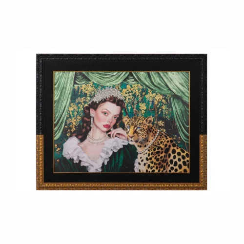 Décoration Ethan Chloé Tableau portrait à la panthère cadre doré Ethan Chloé 150 x 120 cm