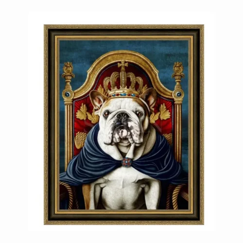 Décoration Ethan Chloé Tableau bouledogue en costume royal cadre doré Ethan Chloé 80 x 100 cm