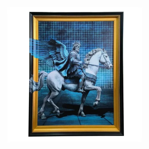 Tableaux Ethan Chloé Tableau cavalier bleu nuit cadre doré Ethan Chloé 110 x 140 cm