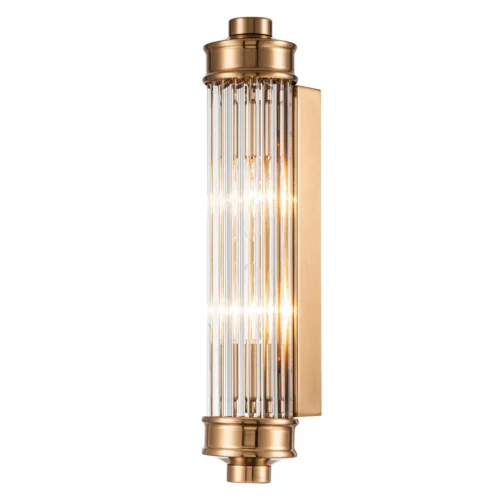Applique murale longue colonne de verre cannelé embouts dorés Ethan Chloé 43 cm