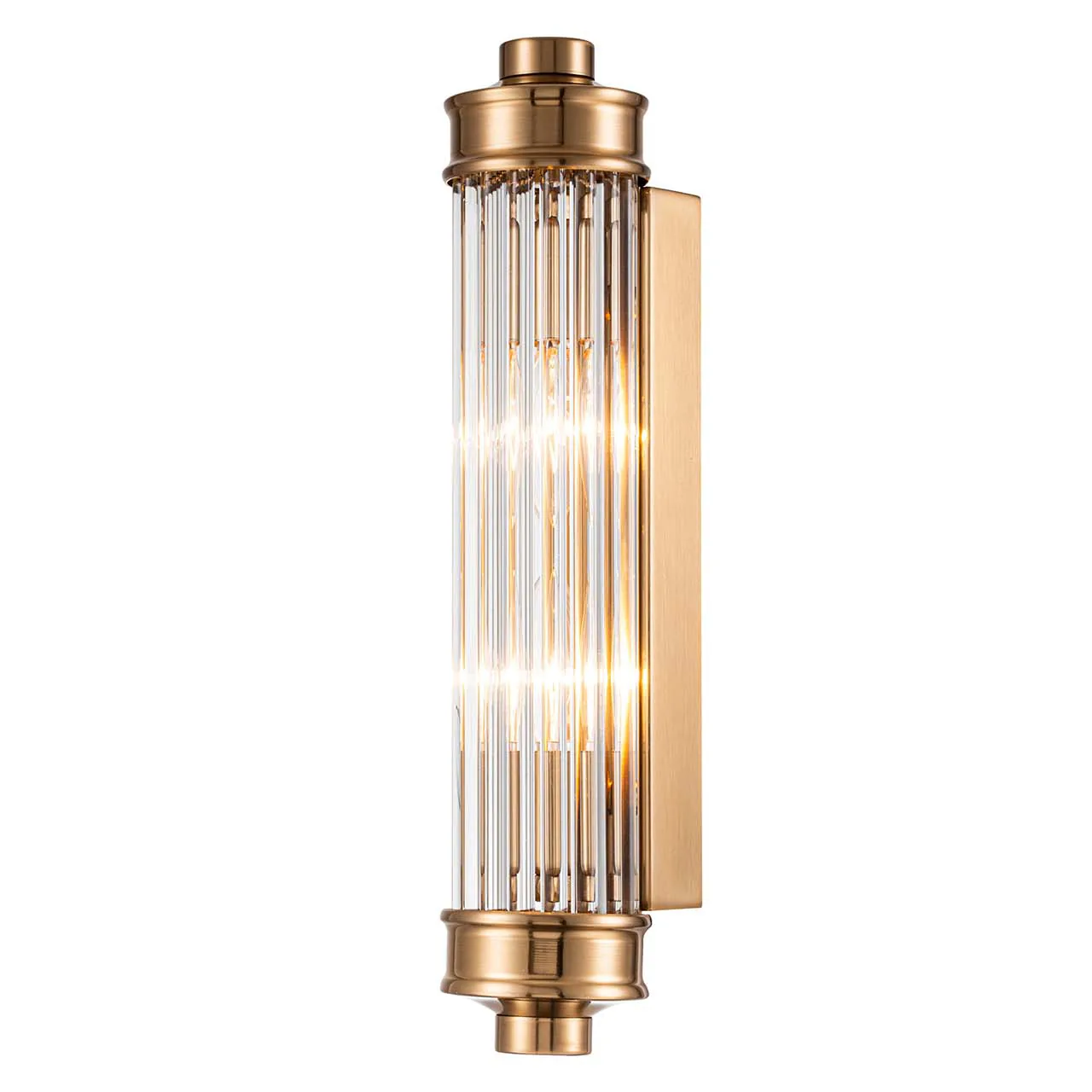 Applique murale longue colonne de verre cannelé embouts dorés Ethan Chloé 43 cm