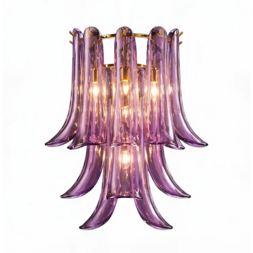 Luminaires Ethan Chloé Applique murale pétales de verre améthyste en cascade Ethan Chloé 43 cm