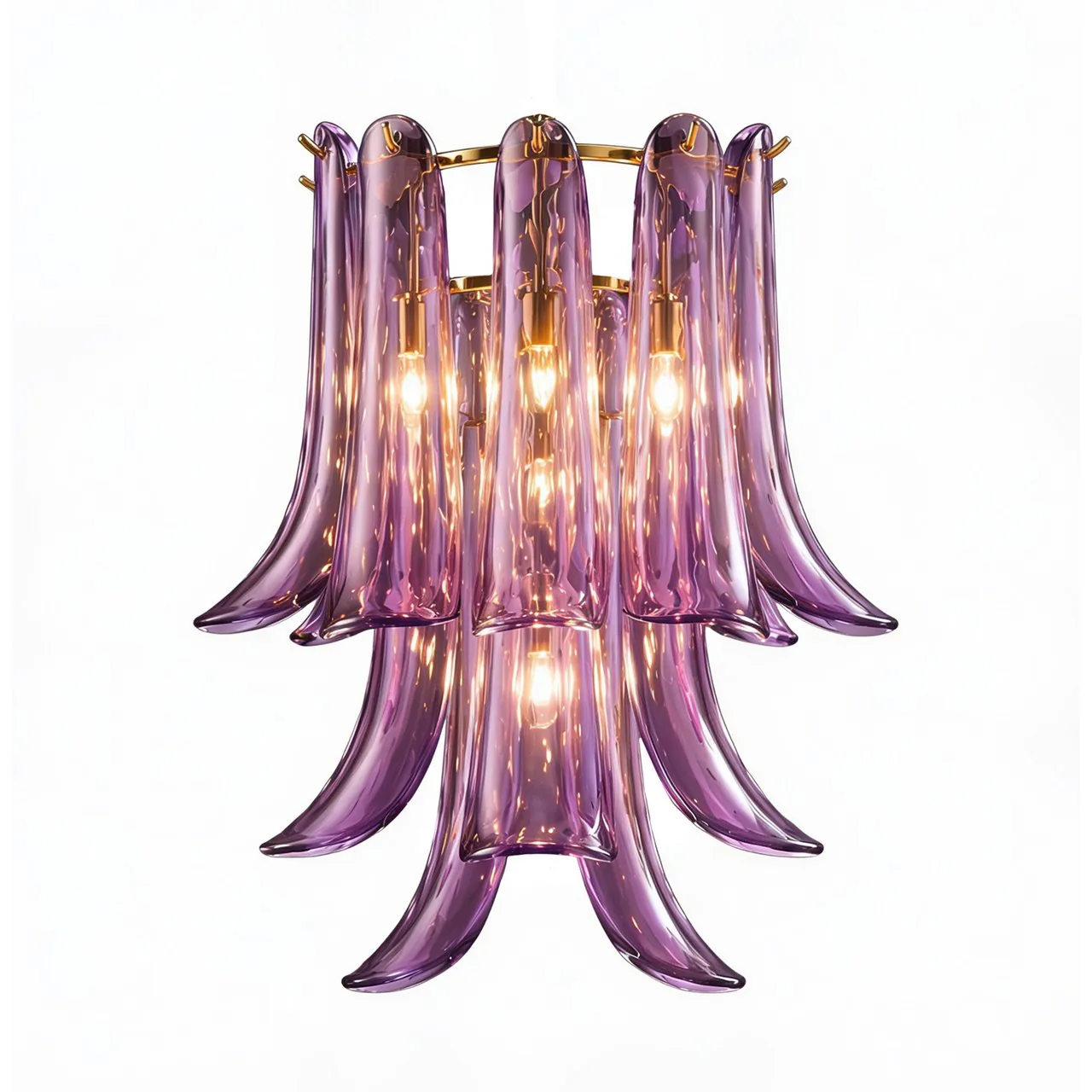Applique murale pétales de verre améthyste en cascade Ethan Chloé 43 cm