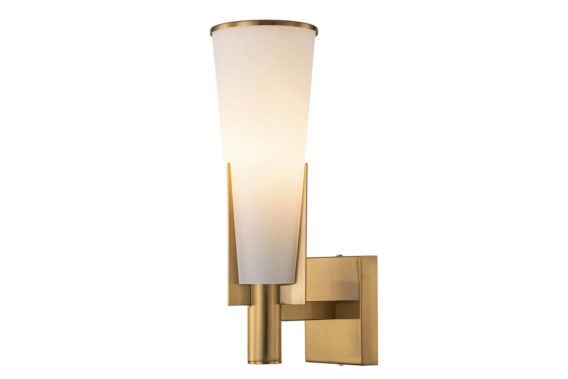 Applique murale tulipe de verre dépoli bras doré Ethan Chloé 40 cm