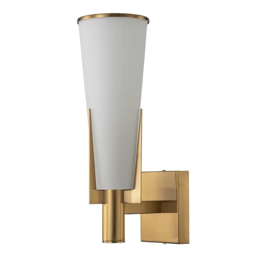 Applique murale tulipe de verre dépoli bras doré Ethan Chloé 40 cm — vue 2
