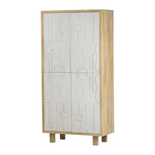 Armoires Ethan Chloé Armoire bois de manguier sculptée Janto 2 portes Ethan Chloé 200 cm