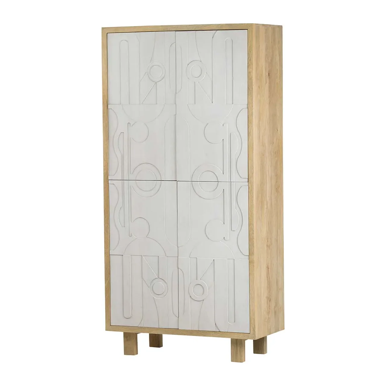 Armoire bois de manguier sculptée Janto 2 portes Ethan Chloé 200 cm