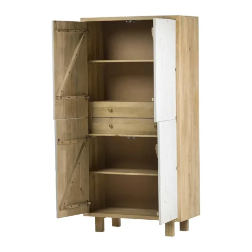 Armoire bois de manguier sculptée Janto 2 portes Ethan Chloé 200 cm — vue 4