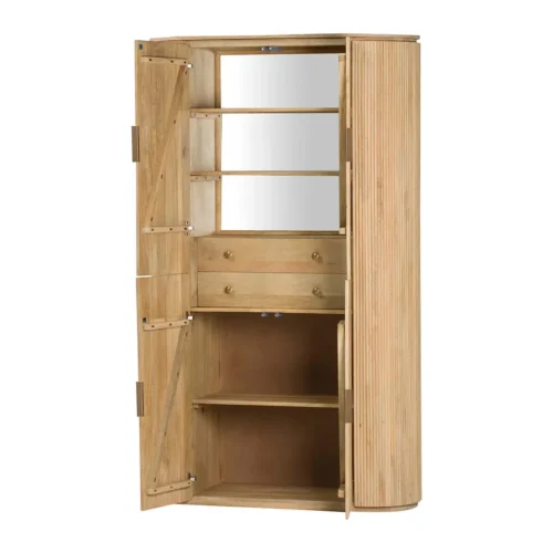 Armoire cannelée bois de manguier Myra 2 portes Ethan Chloé 200 cm — vue 4