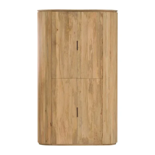 Armoire cannelée bois de manguier Myra 2 portes Ethan Chloé 200 cm — vue 5