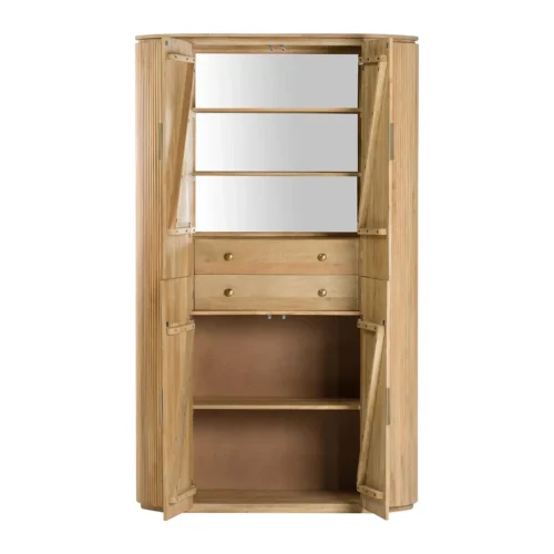 Armoire cannelée bois de manguier Myra 2 portes Ethan Chloé 200 cm — vue 6