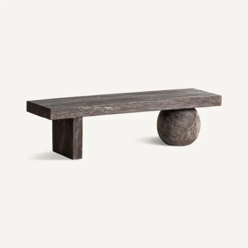 Banc Laoel bois de suar marron vieilli Vical Home — vue 2