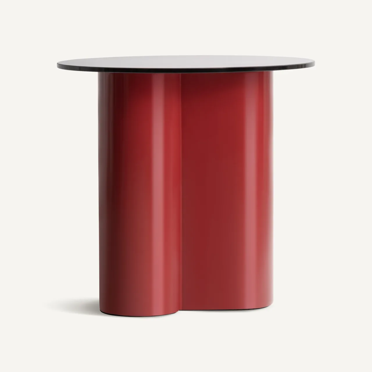 Bout de canapé Capitello verre fumé et rouge foncé Vical Home