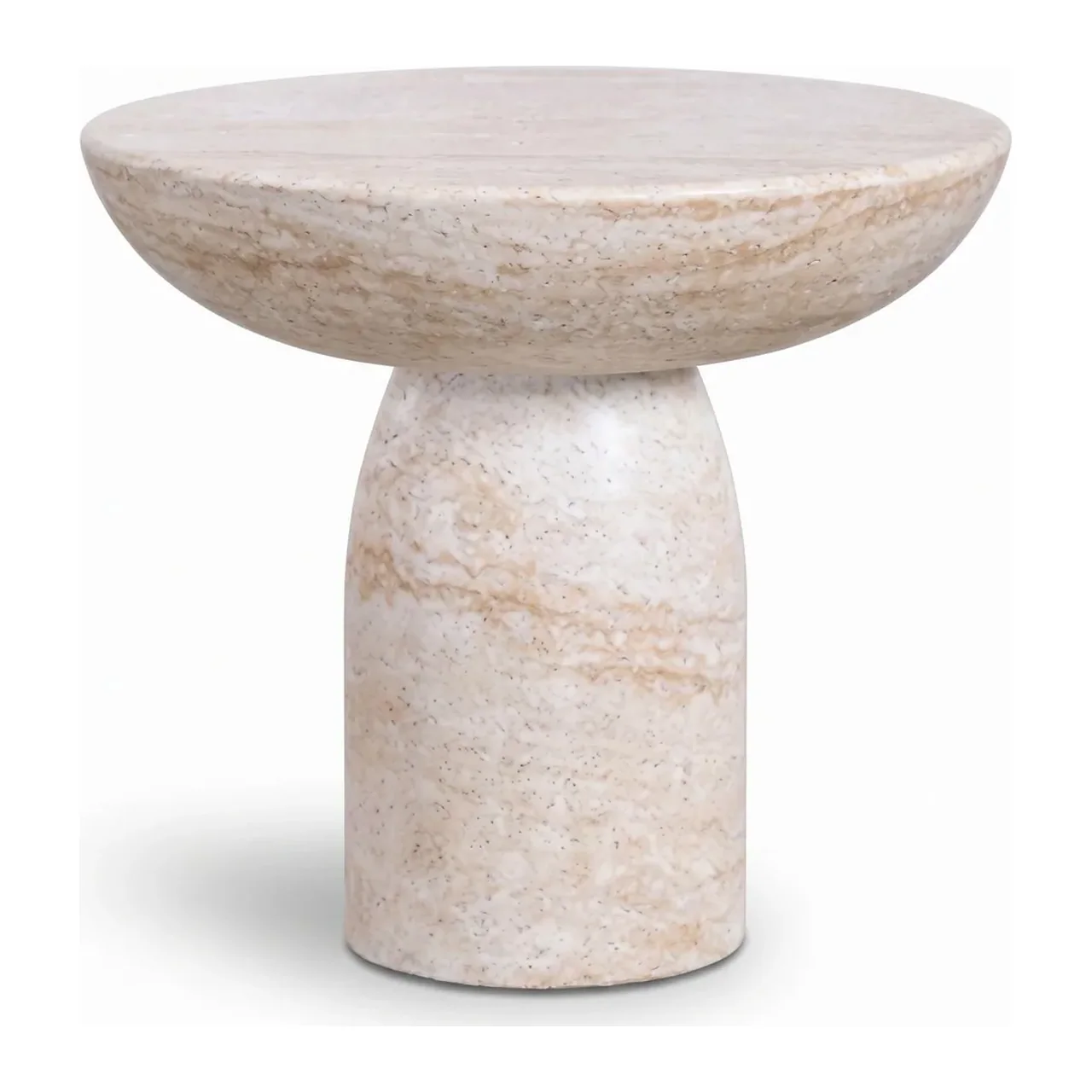 Bout de canapé colonne aspect pierre beige lisse Ethan Chloé 45 cm