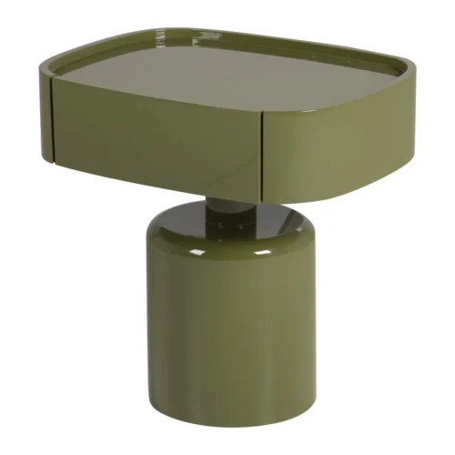 Bouts de canapé Ethan Chloé Bout de canapé laqué vert olive Sutura avec tiroir Ethan Chloé 50 cm