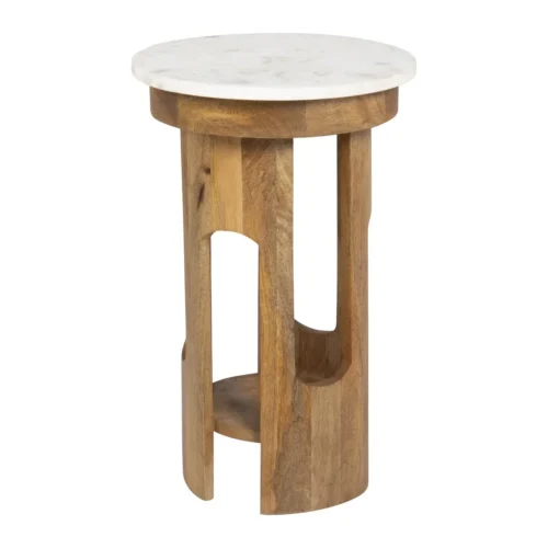 Bouts de canapé Ethan Chloé Bout de canapé marbre et bois de mindi à arcades Ethan Chloé 55 cm