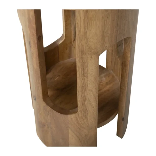 Bout de canapé marbre et bois de mindi à arcades Ethan Chloé 55 cm — vue 6