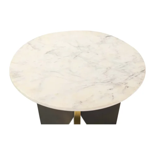Bout de canapé marbre et métal bronze Tlaloc rond Ethan Chloé 56 cm — vue 3