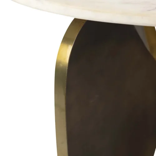 Bout de canapé marbre et métal bronze Tlaloc rond Ethan Chloé 56 cm — vue 4