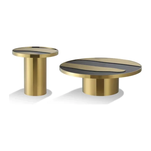 Bout de canapé miroir noir et doré plateau en vagues Ethan Chloé 55 cm — vue 2