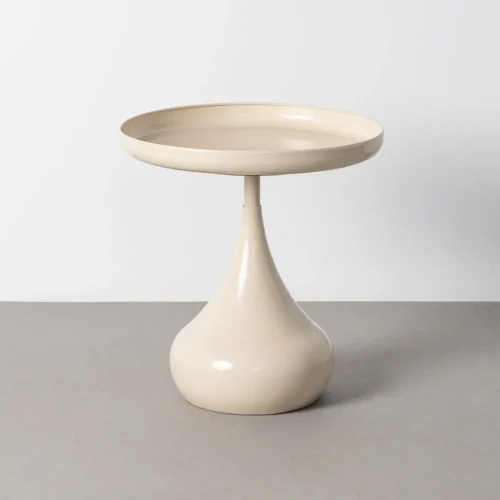 Bout de canapé Bout de canapé rond métal crème pied en goutte Ixia Ø 51 cm