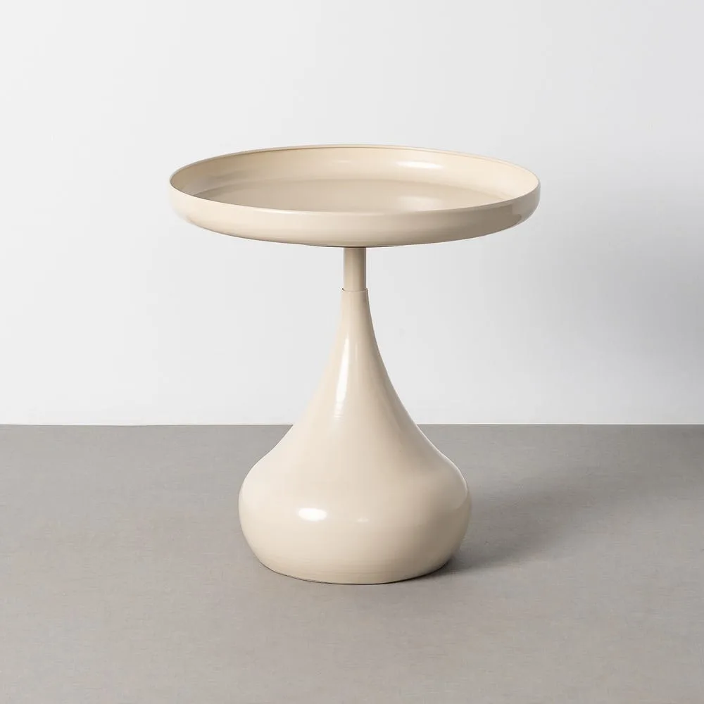 Bout de canapé rond métal crème pied en goutte Ixia Ø 51 cm