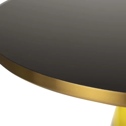 Table basse verre soufflé jaune ronde cerclée de métal doré Ethan Chloé 75 cm — vue 3
