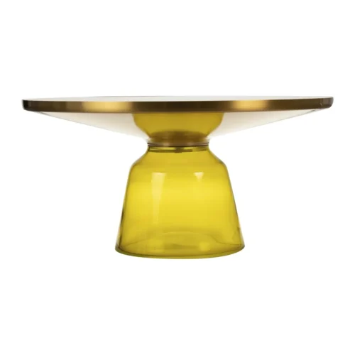 Table basse verre soufflé jaune ronde cerclée de métal doré Ethan Chloé 75 cm — vue 5